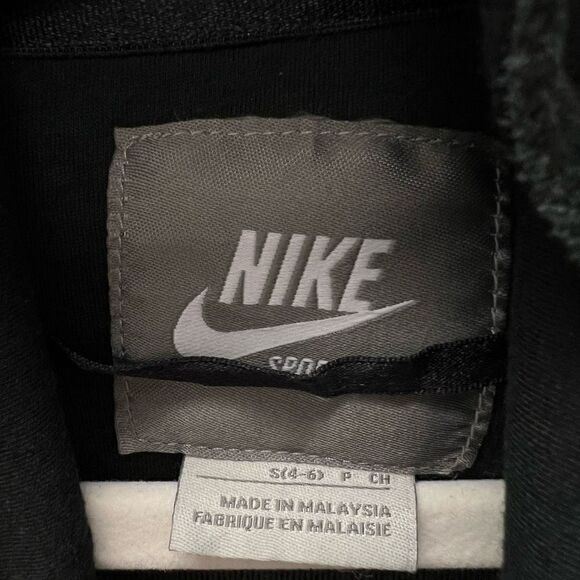 Nike Dark Gray Velvet Velour Hooded Cowl Neck Ribbon Drawstring Pullover Hoodie - Picture 8 of 8